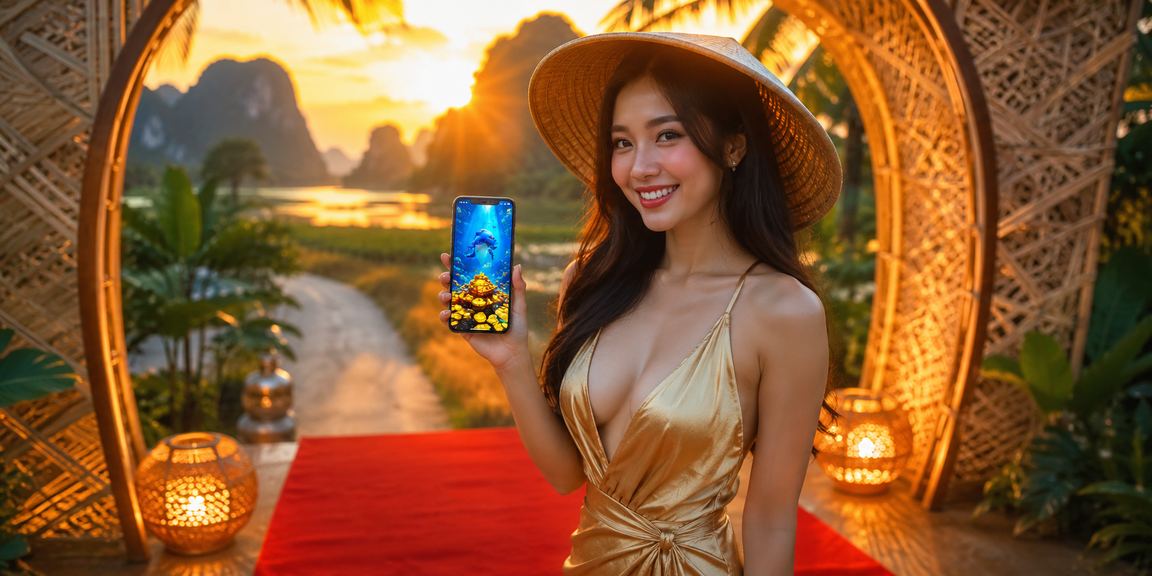 Người dùng trải nghiệm casino trên điện thoại tại Ninh Bình với nón lá truyền thống
